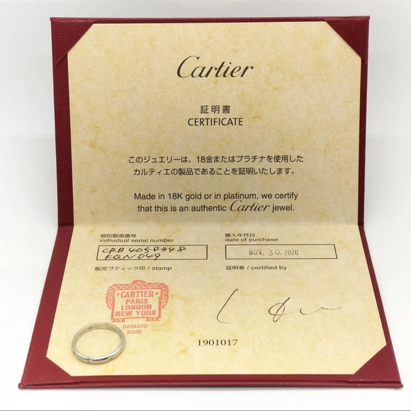 Cartier 1825 Wedding Band 3 Diamond Platinum Band US Size 5 - Picture 9 of 9